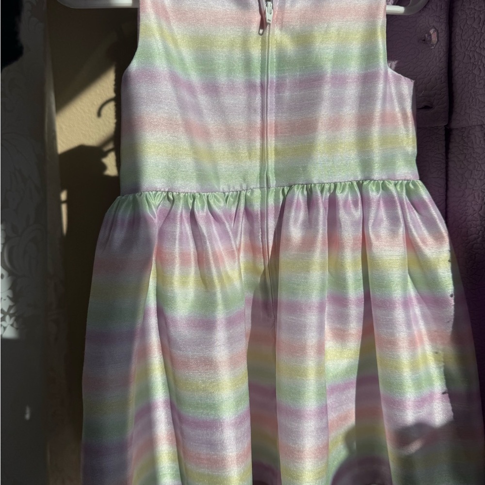 BONNIE JEAN Pastel Striped and Purple Toddler Easter Dress Set - Picture 8 of 11